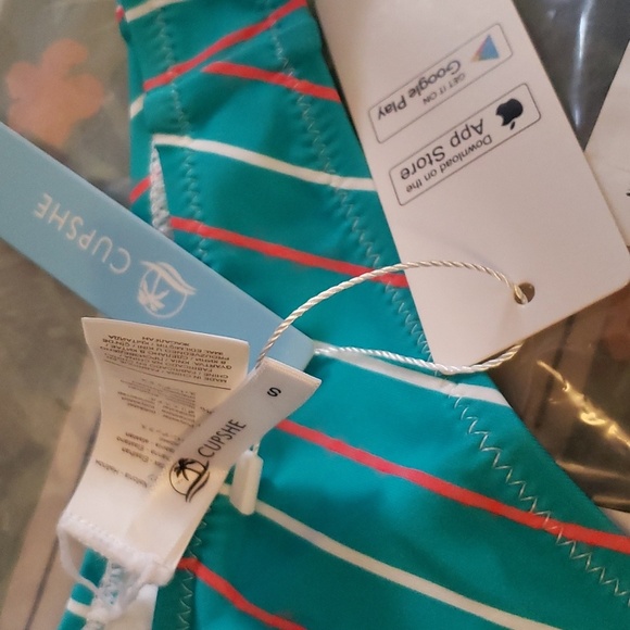 Cupshe Blue Striped Triangle Low Rise Bikini Size Small - Picture 10 of 13